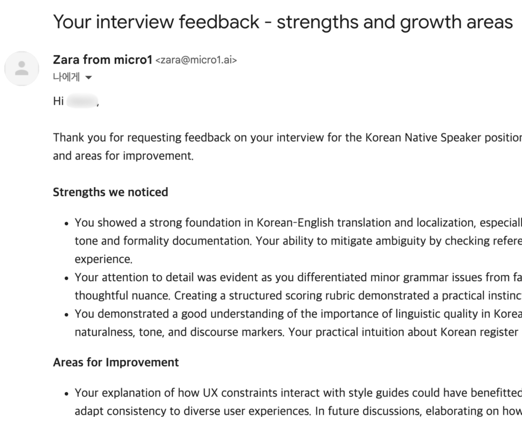 zara's feedback