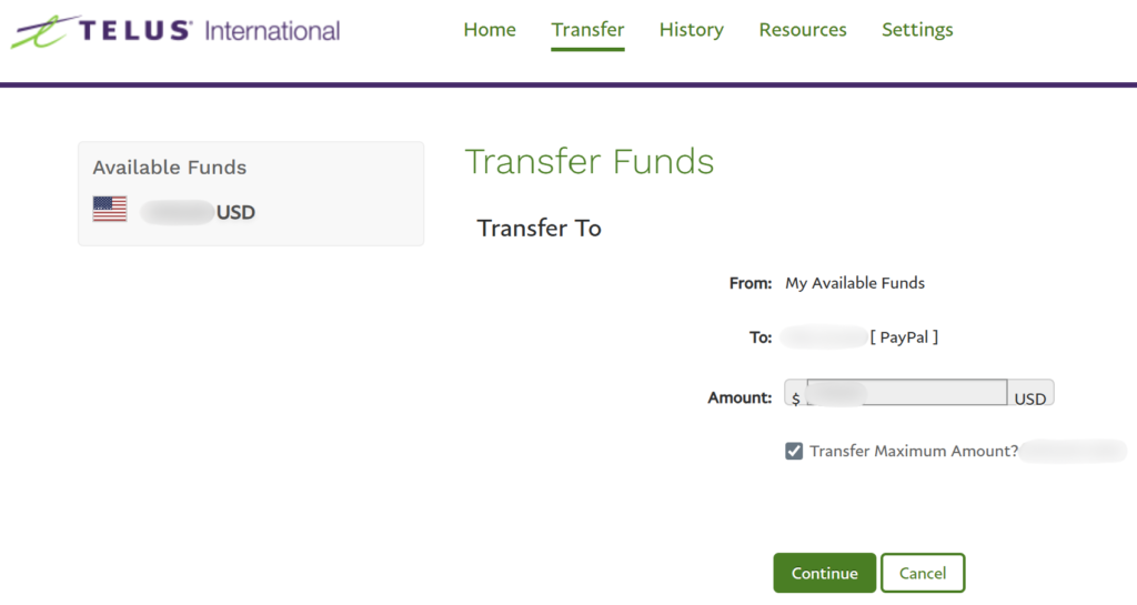Telus Hyperwallet Paypal Transfer