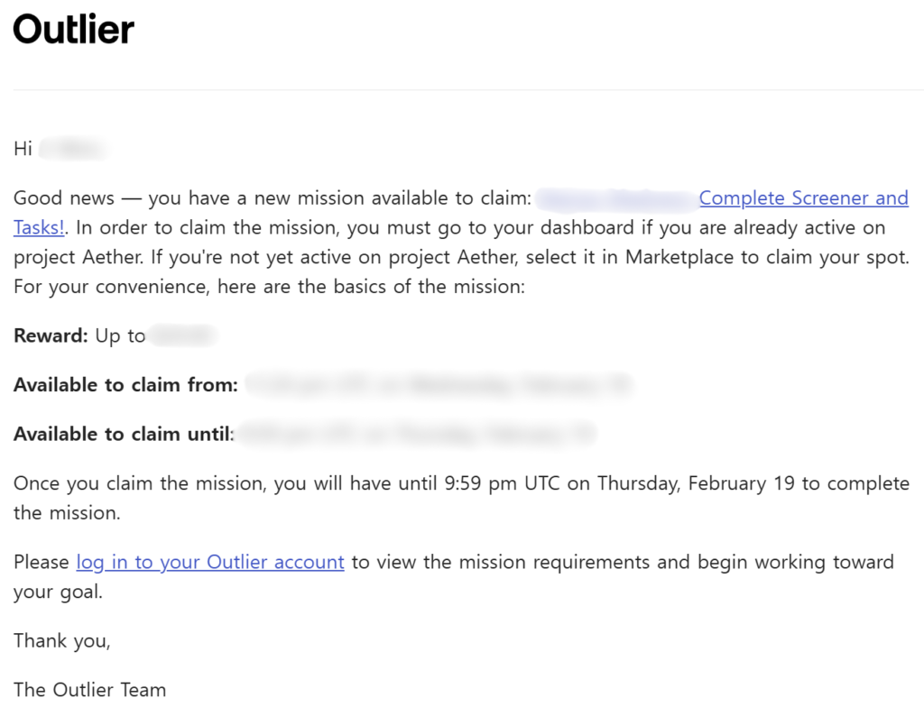 outlier mission madness email